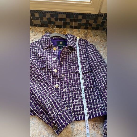 House of Harlow Purple Tweed Jacket with Gold Buttons - Picture 4 of 6